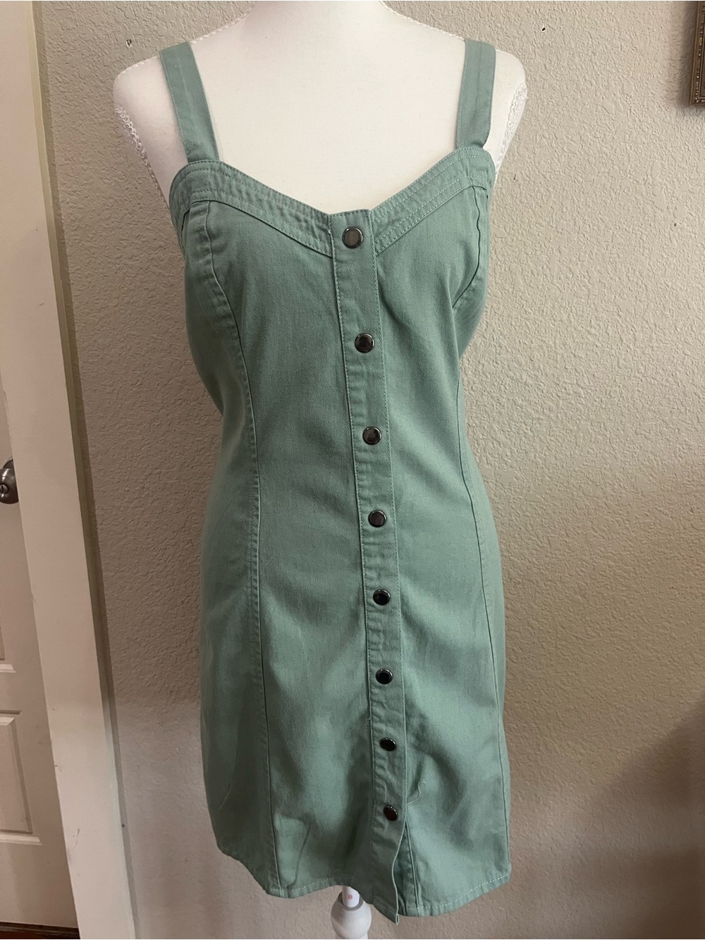 Japna Mint Green Button-Front Sundress